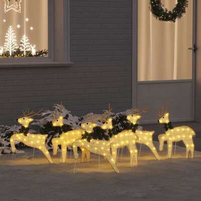 Stylish LED Reindeers 6 pcs Gold Fabric - Designer Finish - Stylish