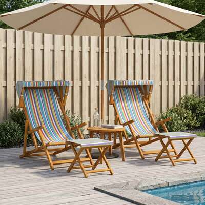 Eucalyptus Deck Chairs Set 4 Reclining Foldable | EXTG