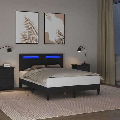 LED Bed Frame Faux Leather Double 137x190cm | EXTG