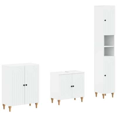 Bathroom Cabinet Set White Engineered Wood 30x31x190cm