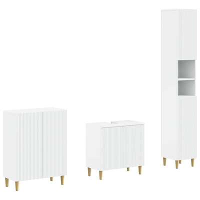 Bathroom Cabinet Set White Engineered Wood 30x31x190cm
