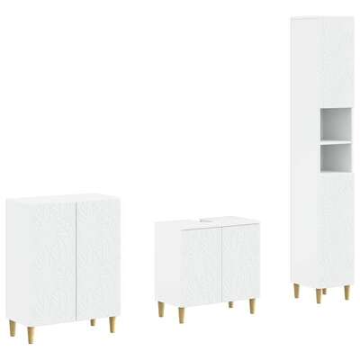 Bathroom Cabinet Set White Wood 30x31x190cm