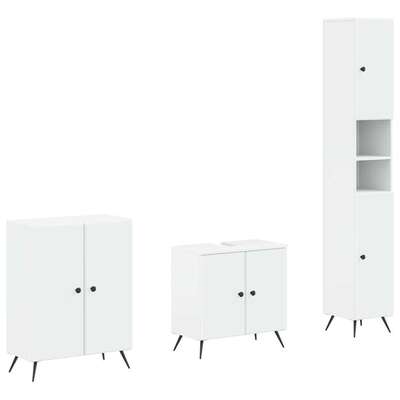 Bathroom Cabinet Set White Wood 30x31x190cm