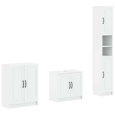 Bathroom Cabinet Set White Wood 30x31x190cm