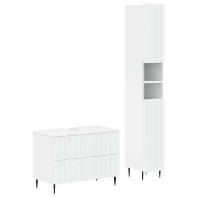 Bathroom Cabinet Set White Engineered Wood 30x31x190cm