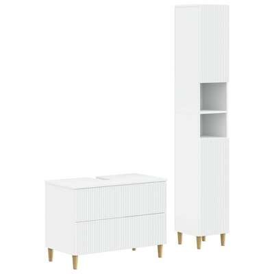Bathroom Cabinet Set White Engineered Wood 30x31x190cm