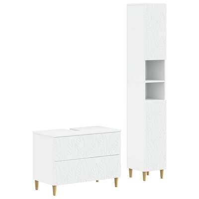 Bathroom Cabinet Set White Wood 30x31x190cm
