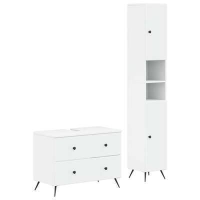 Bathroom Cabinet Set White Engineered Wood 30x31x190cm