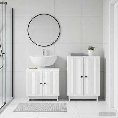 Bathroom Cabinet Set White Engineered Wood 59.5x31.5x59cm