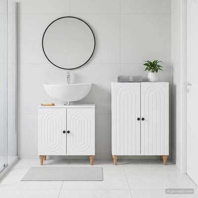Bathroom Cabinet Set White Engineered 59.5x31.5x59cm