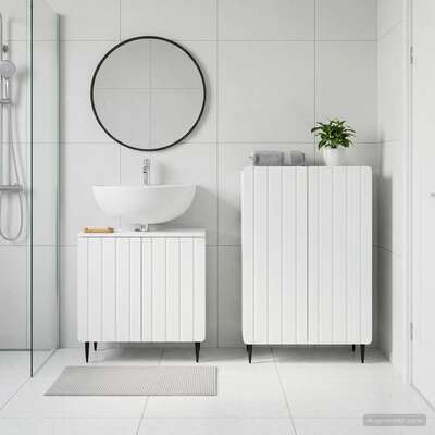 Bathroom Cabinet White Engineered Wood 59.5x31.5x59cm