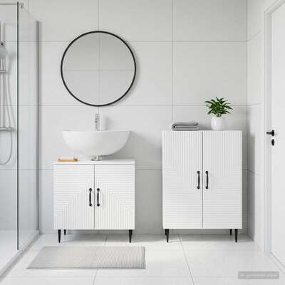 Bathroom Cabinet Set White Wood 59.5x31.5x59cm