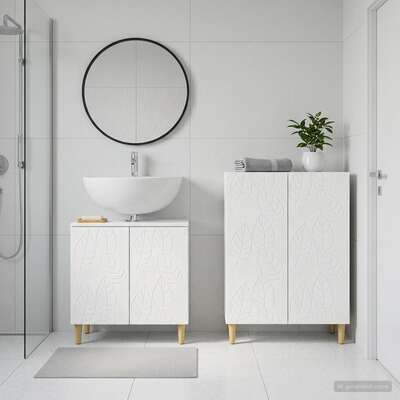 Bathroom Cabinet Set White Engineered Wood 59.5x31.5x59cm