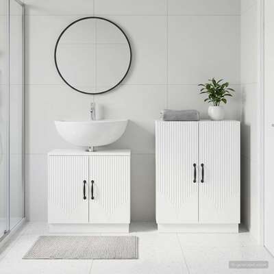 Bathroom Cabinet Set White Engineered Wood 59.5x31.5x59cm