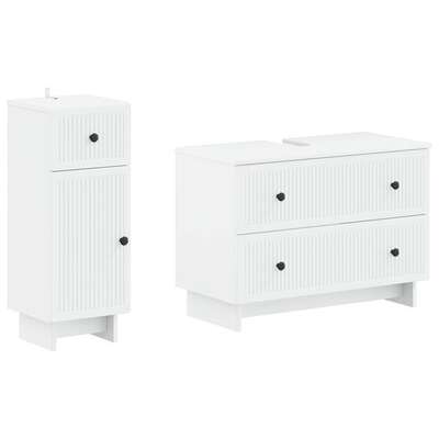 Bathroom Cabinet Set White Wood 82x41x59cm