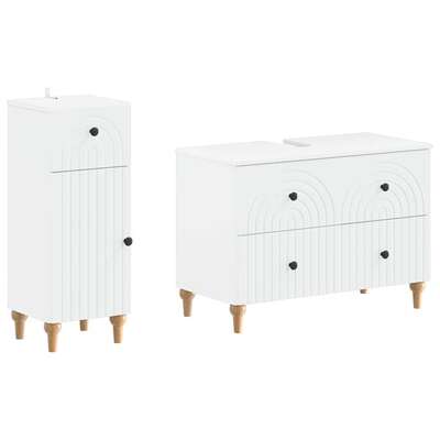 Bathroom Cabinet Set White Wood 82x41x59cm