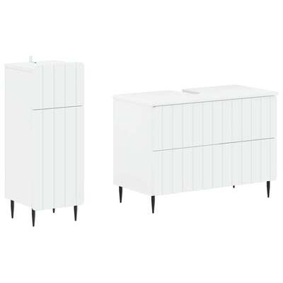 Bathroom Cabinet Set White Engineered Wood 82x41x59cm