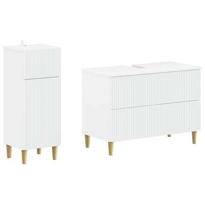 Bathroom Cabinet Set White Engineered Wood 82x41x59cm