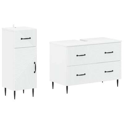 Bathroom Cabinet Set White Engineered Wood 82x41x59cm