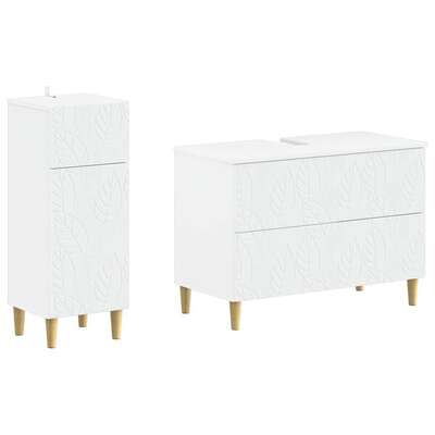 Bathroom Cabinet Set White Wood 82x41x59cm