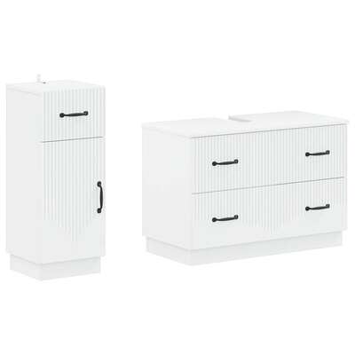 Bathroom Cabinet Set White Wood 82x41x59cm