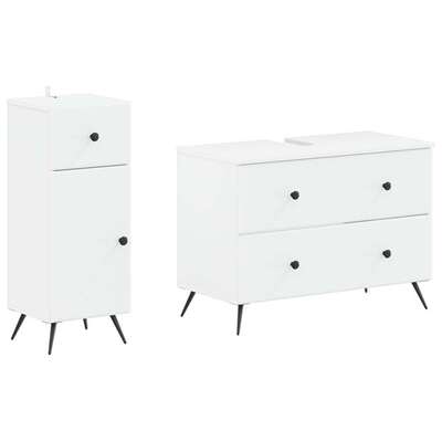 Bathroom Cabinet Set White Wood 82x41x59cm