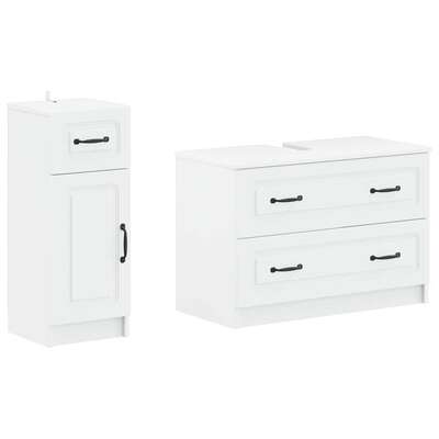 Bathroom Cabinet Set White Engineered Wood 82x41x59cm