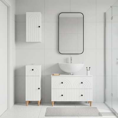 Bathroom Cabinet Set White Engineered 30x31x80cm