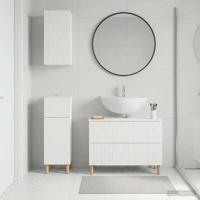 Bathroom Cabinet Set White Engineered 30x31x80cm