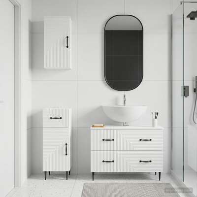 Bathroom Cabinet Set White Engineered 30x31x80cm