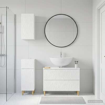 Bathroom Cabinet Set White Wood 30x31x80cm