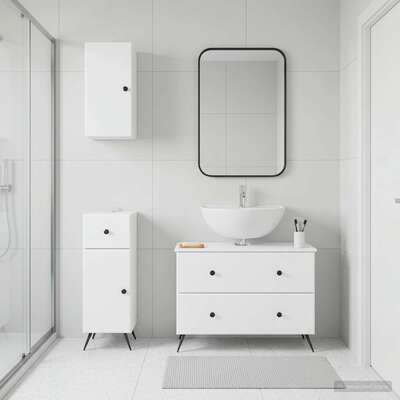 Bathroom Cabinet Set White Wood 30x31x80cm