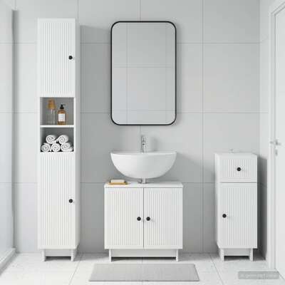 Bathroom Cabinet Set Engineered Wood Slimline 30x31x190cm