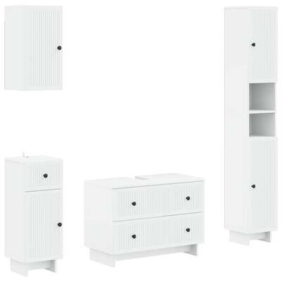 Bathroom Cabinet Set White Engineered Wood 30x31x190cm