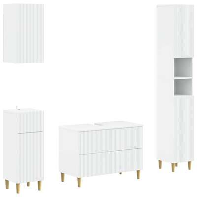 Bathroom Cabinet Set White Engineered 30x31x190cm
