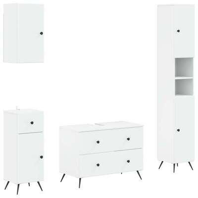 Bathroom Cabinet Set White Engineered Wood 30x31x190cm
