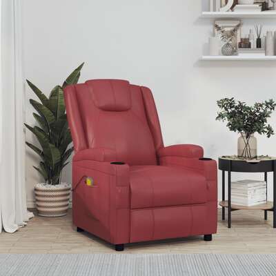 Massage Chair Wine Red-Faux Leather