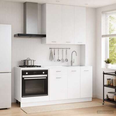 White Kitchen Cabinet Set 5 Piece Engineered Wood | EXTG
