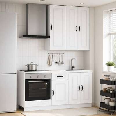 White Kitchen Cabinet Set 5 Piece Engineered Wood | EXTG