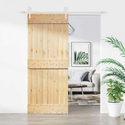 Sliding Door Natural Solid Pine 85x210cm
