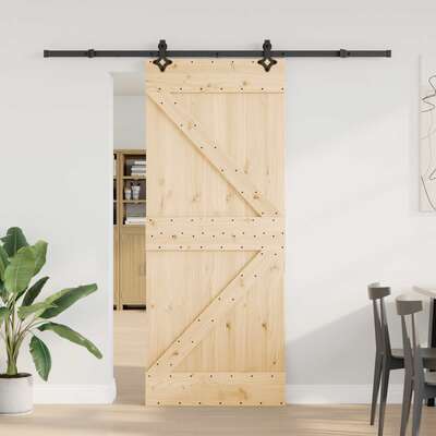 Sliding Door Pine Black Hardware 85x210cm | EXTG