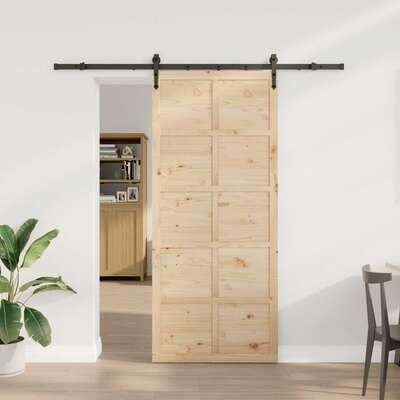 Sliding Barn Door Solid Pine Wood 90x208cm | EXTG