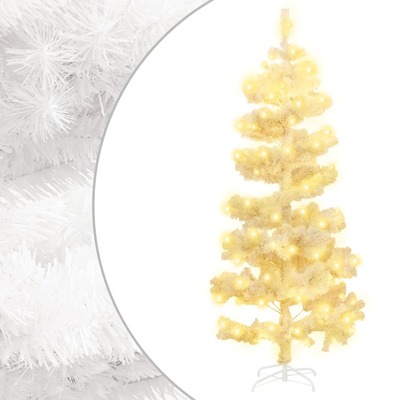 Swirl Christmas Tree with Stand and LEDs White PVC