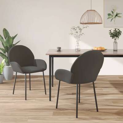 2x Dining Chairs Black Velvet Armchair Kitchen Dining Room Chair - Indoor 
