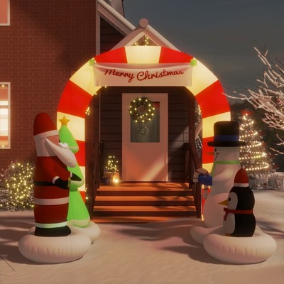 Christmas Inflatable Santa & Snowman Arch Gate LED