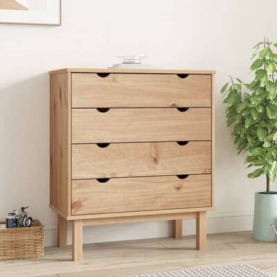 Drawer Cabinet Cupboard Hallway OTTA Brown and White - Solid Wood Pine