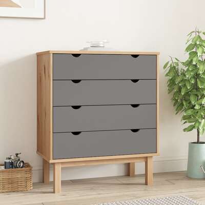 Drawer Cabinet Cupboard Hallway OTTA Brown and White Solid Wood Pine