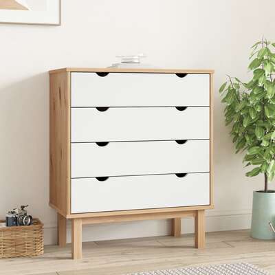 Drawer Cabinet Cupboard Hallway OTTA Brown and White Solid Wood Pine 