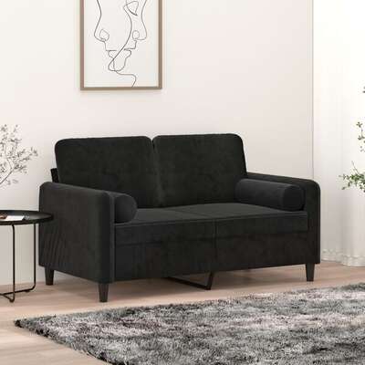 Black Velvet Bolster Throw Pillows 2pk | EXTG
