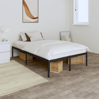 Elegant Black Double Metal Bed Frame for Modern Bedrooms